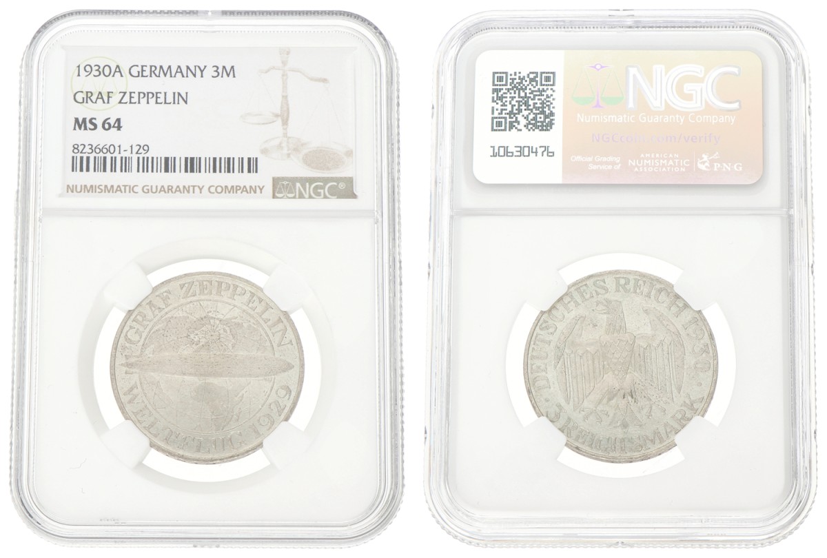Germany. Weimar republic. 3 Mark. 1930 A. MS 64