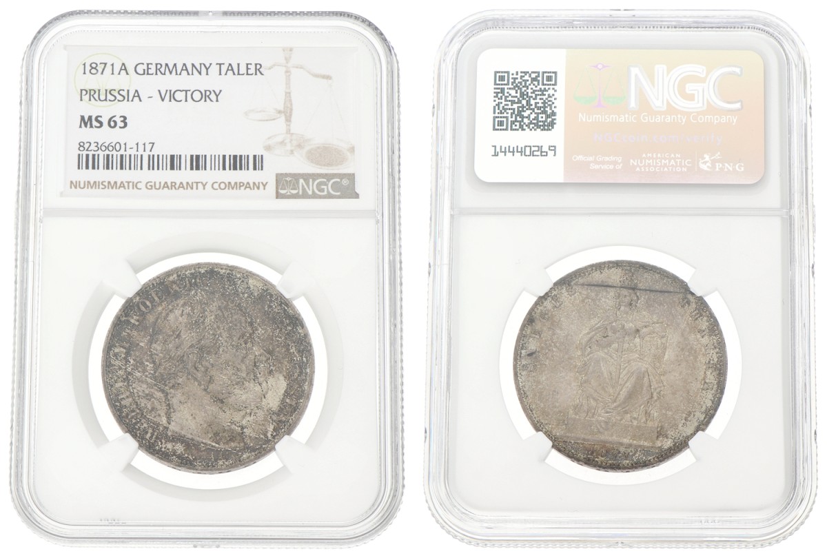 German states. Prussia. Wilhelm I. Thaler - Victory. 1871 A. MS 63