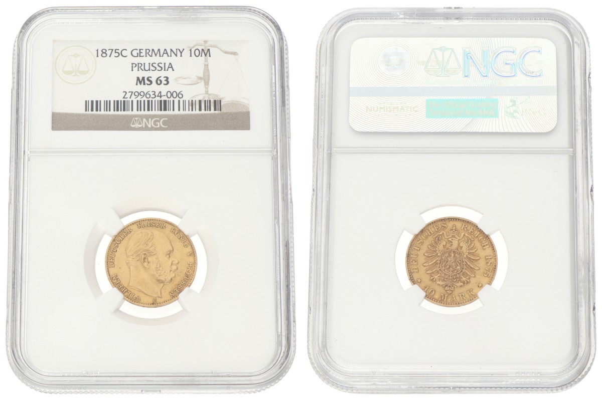 German states. Prussia. Wilhelm I. 20 Mark. 1875C. MS 63
