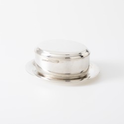 Koektrommel met schotel, Gebrüder Deyhle, Schwäbisch Gmünd ca. 1950-1960, zilver