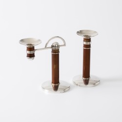 Christofle kandelaars (2), model Talisman ''Laque-de-Chine'', Parijs ca. 1980-1985, verzilverd