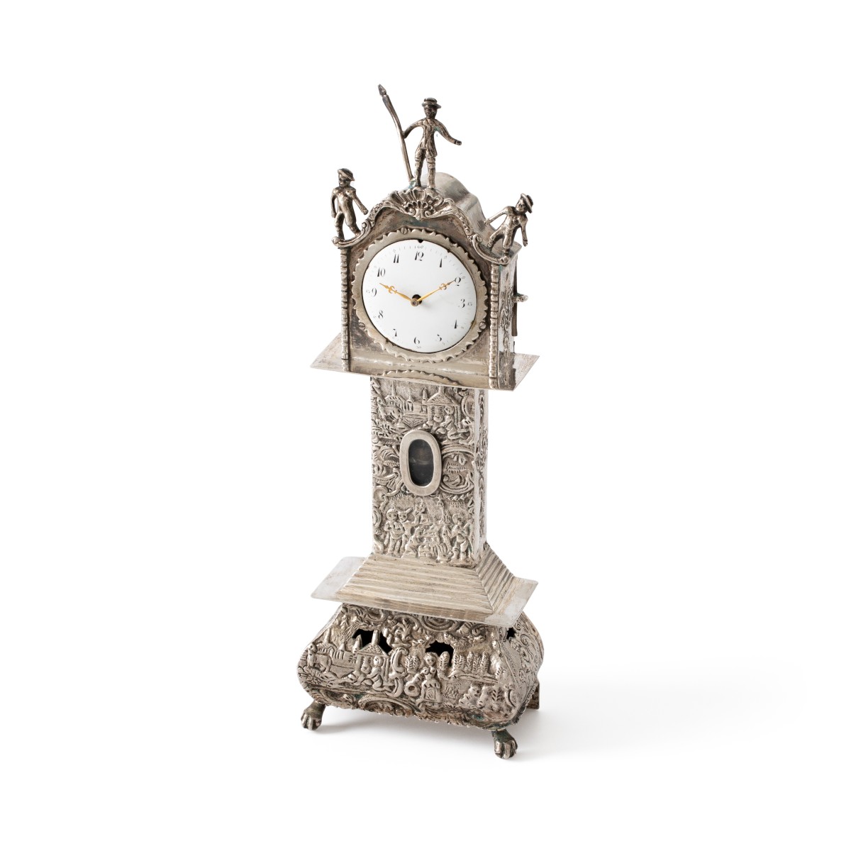 Miniatuur staand horloge, H.B. Hol, Willige Langerak 1922, zilver