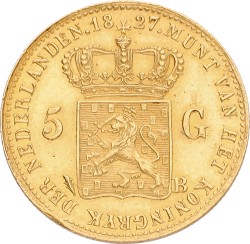 5 Gulden. Willem I. 1827 Closed B. XF +
