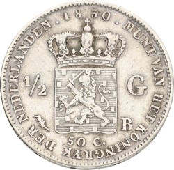 ½ Gulden. Willem I. 1830. VF +