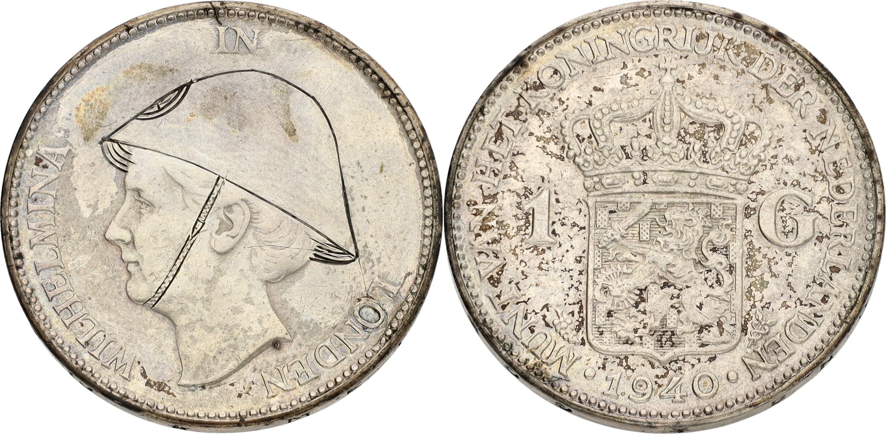 1 Gulden. Wilhelmina in Londen. 1940. XF -