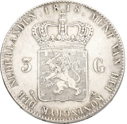 3 Gulden. Willem I. 1818. F / VF.