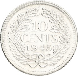 10 Cent. Wilhelmina. 1945 P. AUnc.