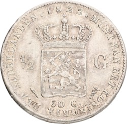 ½ Gulden. Willem I. 1822. Without Michaut. XF.