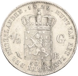 ½ Gulden. Willem I. 1829/23 B. VF / XF.