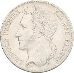 Belgium. Leopold I. 5 Francs. 1848. XF