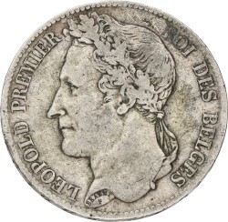 Belgium. Leopold I. 5 Francs. 1834. Position B. VF
