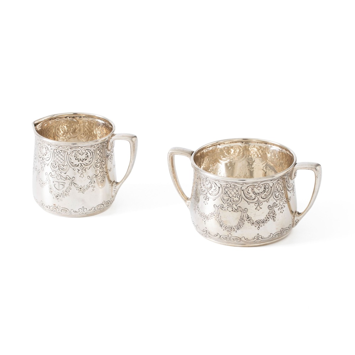 Tiffany & Co. Art Nouveau suiker en melk set (2), New York, ca. 1910-1920, zilver