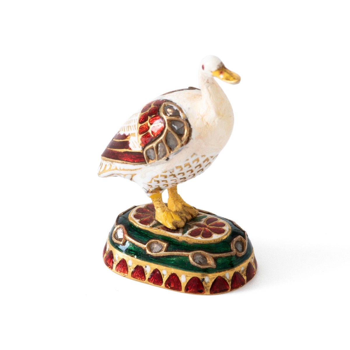 Miniatuur gans goud met diamant en emaillen