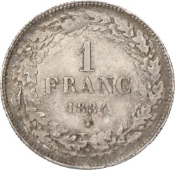 Belgium. Leopold I. 1 Franc. 1834. XF +
