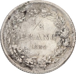 Belgium. Leopold I. ½ Franc. 1834. XF -