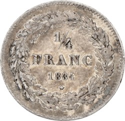 Belgium. Leopold I. ¼ Franc. 1834. XF -