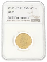 10 Gulden. Willem I. 1828B. MS 63.