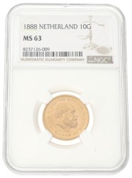 10 Gulden. Willem III. 1888. MS 63.