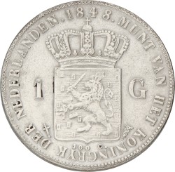1 Gulden. Willem II. 1848. VF / XF.