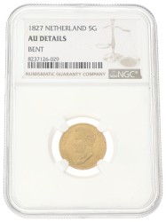 5 Gulden. Willem I. 1827 U. AU details.