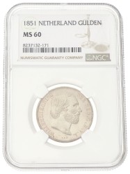 1 Gulden. Willem III. 1851. MS 60.