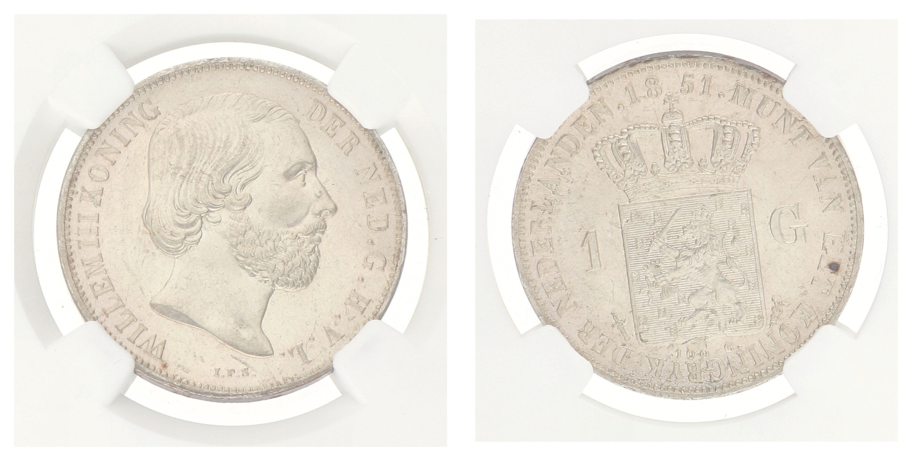 1 Gulden. Willem III. 1851. MS 60.