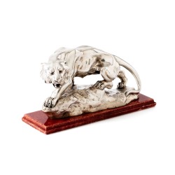 Panter beeld op voet, O. Becherini / Goffredo & Alessandro Magrino, Florence ca. 1990, zilver
