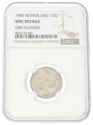 ½ Gulden. Wilhelmina. 1905. UNC details.