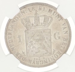 1 Gulden. Willem III. 1851. AU 55