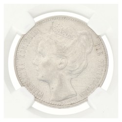 1 Gulden. Wilhelmina. 1898. AU 58.