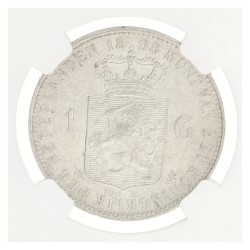 1 Gulden. Wilhelmina. 1898. AU 58.
