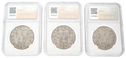 France. Louis XVIII. Lot (3) 5 Francs. 1824 A & W. Average AUnc