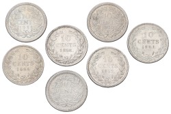 Lot (7) 10 Cent. Wilhelmina. 19th & 20th Century. Average AUnc.