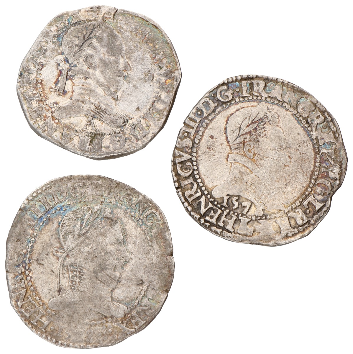 France. Henri II. Lot (3) Franc. 1578. F / VF