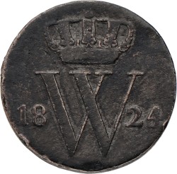 ½ Cent. Willem I. 1824. F / VF
