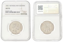 1 Gulden. Willem III. 1851. AU 55