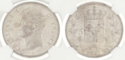 5 Francs. Second kingdom. Charles X. 1827 W. MS 62