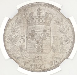5 Francs. Second kingdom. Charles X. 1827 W. MS 62