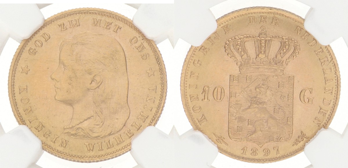 10 Gulden. Wilhelmina. 1897. MS 64.