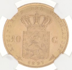 10 Gulden. Wilhelmina. 1897. MS 64.