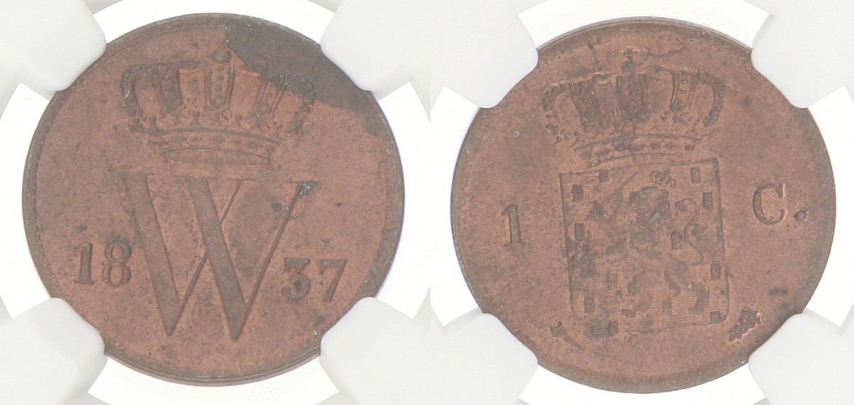1 Cent. Willem I. 1837. MS 64 RB.