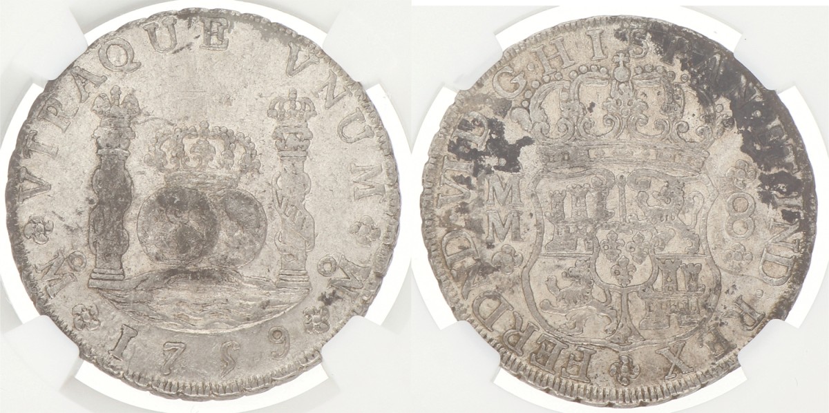 Mexico. Spanish colony. Ferdinand VI. 8 Reales. 1759MO MM. AU details