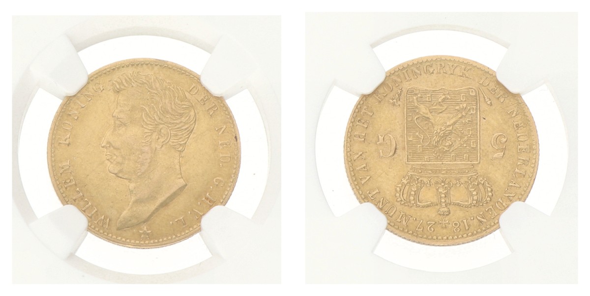 5 Gulden. Willem I. 1827 U. AU details.