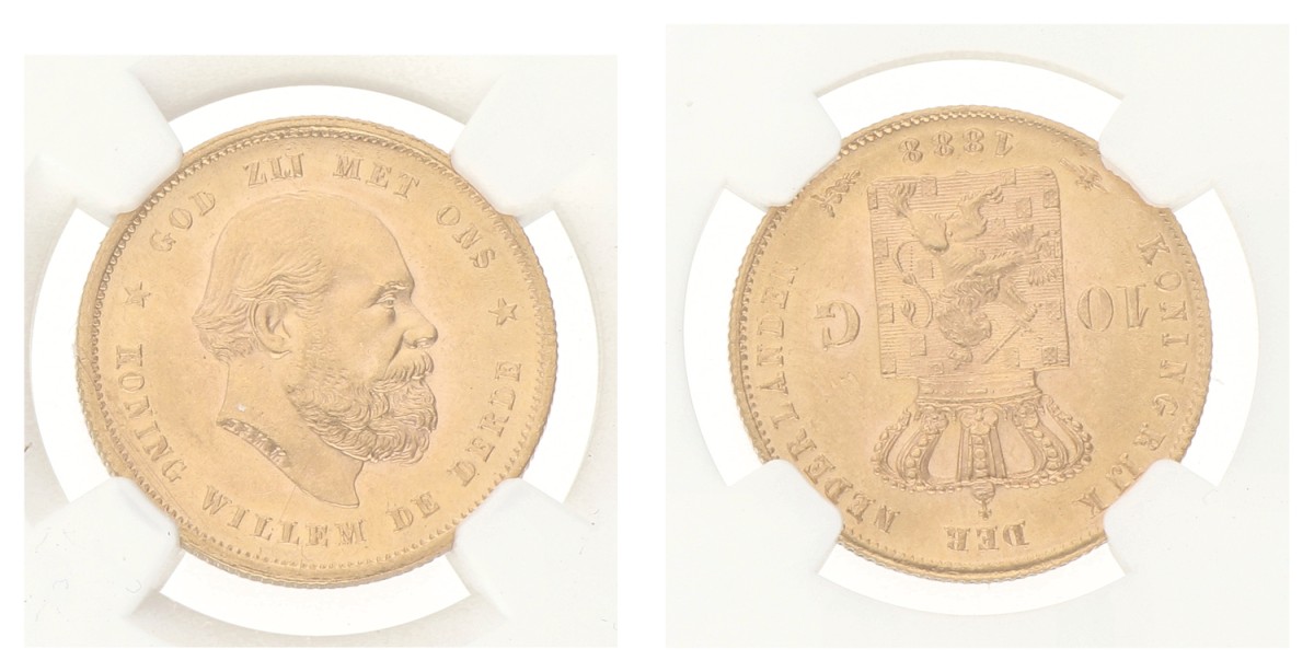 10 Gulden. Willem III. 1888. MS 63.