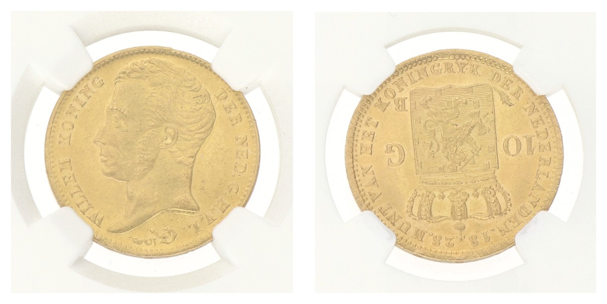 10 Gulden. Willem I. 1828B. MS 63.