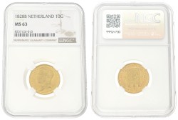 10 Gulden. Willem I. 1828B. MS 63.