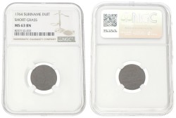 Suriname. 1 Duit - Short grass. 1764. MS 63 BN.