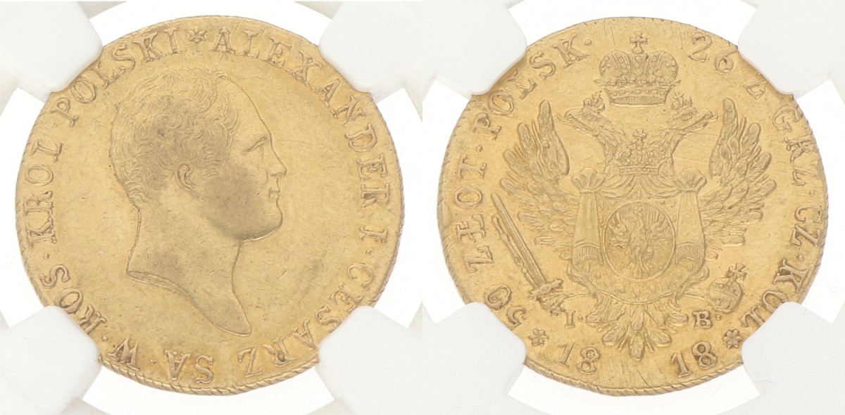 Poland. Kingdom. Alexander I. 50 Zlotych. 1818 IB. AU 53