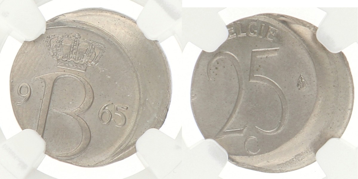 Belgium. 25 Centimes - Mint error. 1965. MS 66