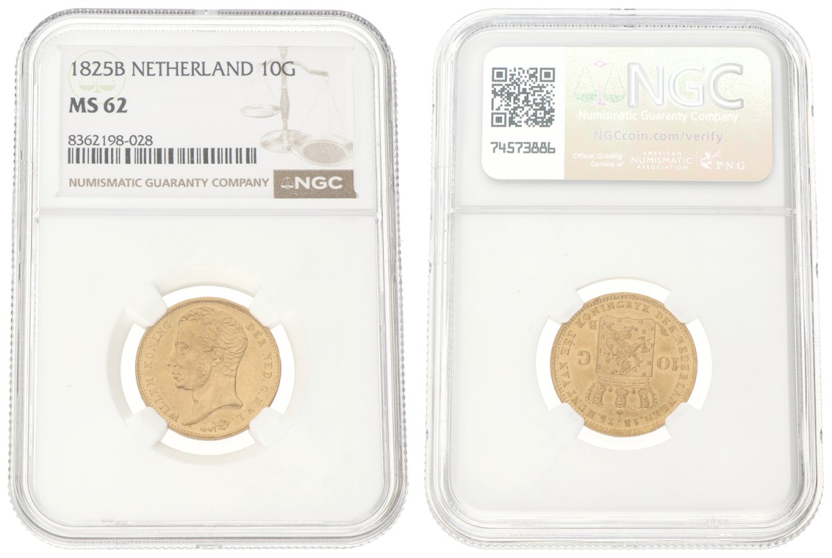 10 Gulden. Willem I. 1825B. MS 62.